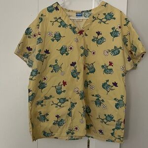 Crest Yellow Frog Print Short Sleeve Tee
